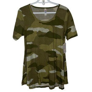 New Lularoe Perfect T Green Camo XS Short Sleeve Top Scoop Neck Relaxed Fit
